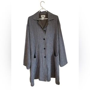 FLAX by Engelhart Linen Longline Jacket Button Down Minimalist Lagenlook L VTG